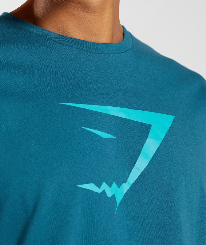 Men's Gymshark Sharkhead Infill T-Shirts Turquoise | NZ 1TSGHC